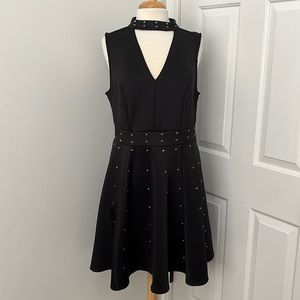 Torrid size 1 black studded keyhole top sleeveless Aline mini dress